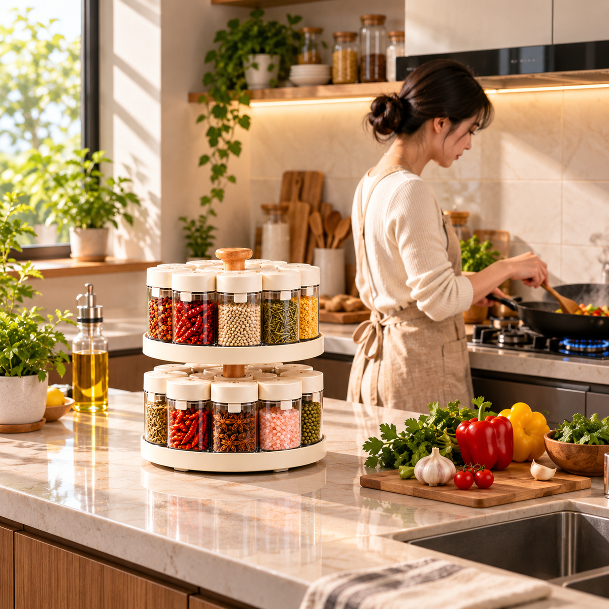 Two-Tier 360° Rotating Spice Organizer