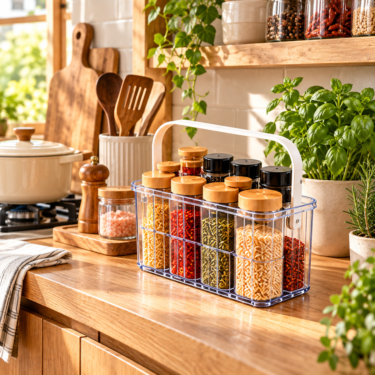 Portable Clear Spice Storage Basket