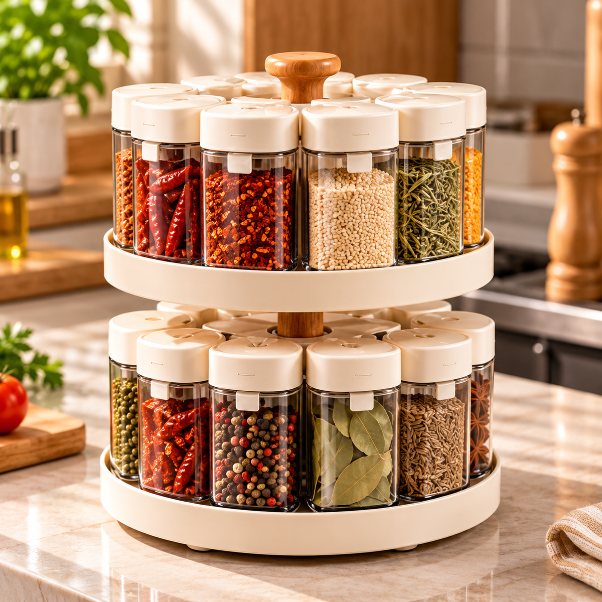Two-Tier 360° Rotating Spice Organizer