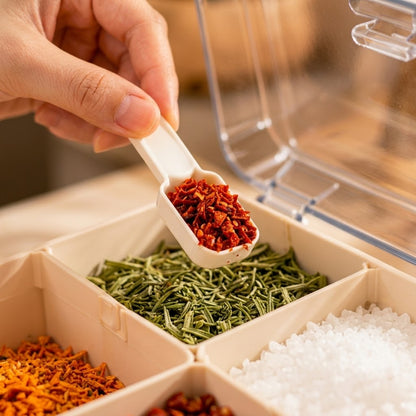 6-Compartment Clear-Lid Spice Organizer Box
