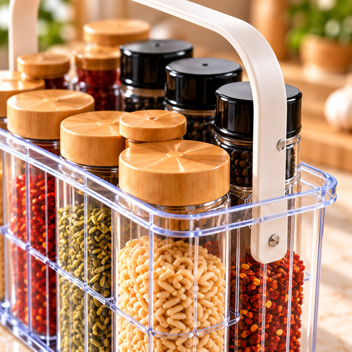 Portable Clear Spice Storage Basket