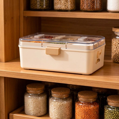 6-Compartment Clear-Lid Spice Organizer Box