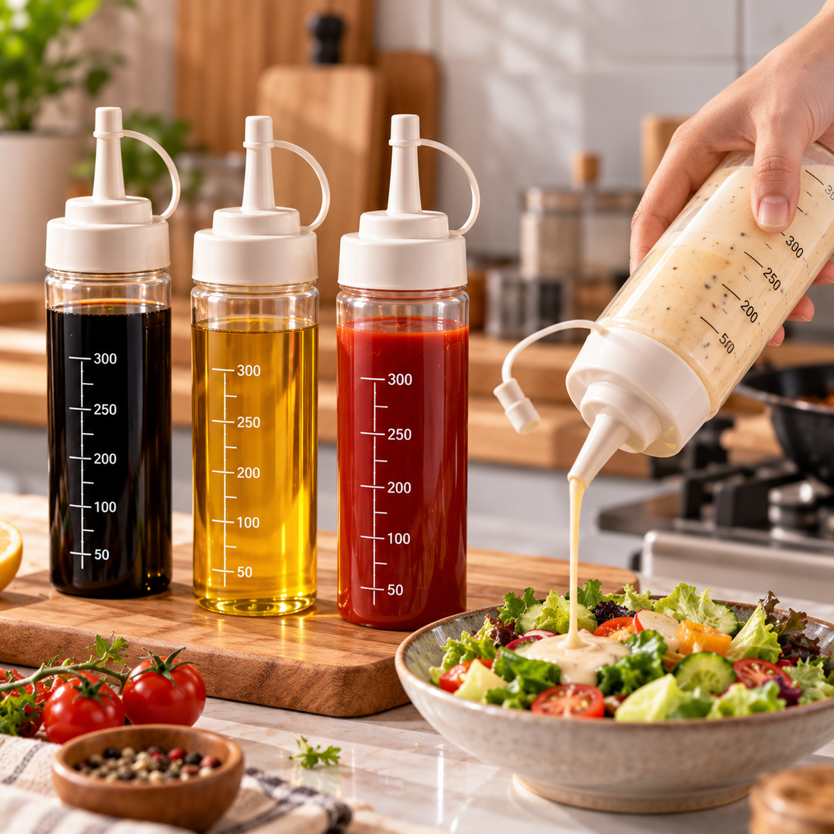 Measured Squeeze Condiment Dispenser Bottle