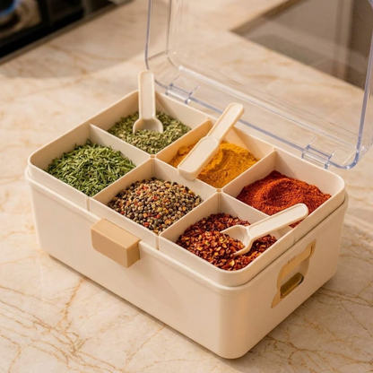 6-Compartment Clear-Lid Spice Organizer Box