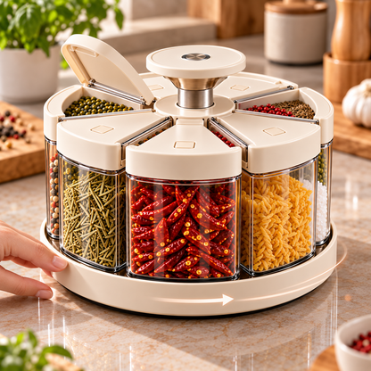 Rotating Multi-Compartment Spice Organizer
