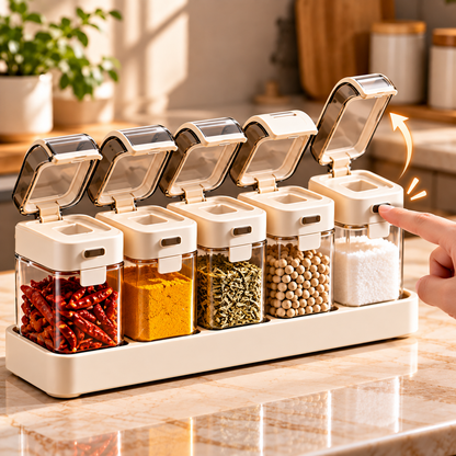 One-Touch Auto-Flip Spice Dispenser Set