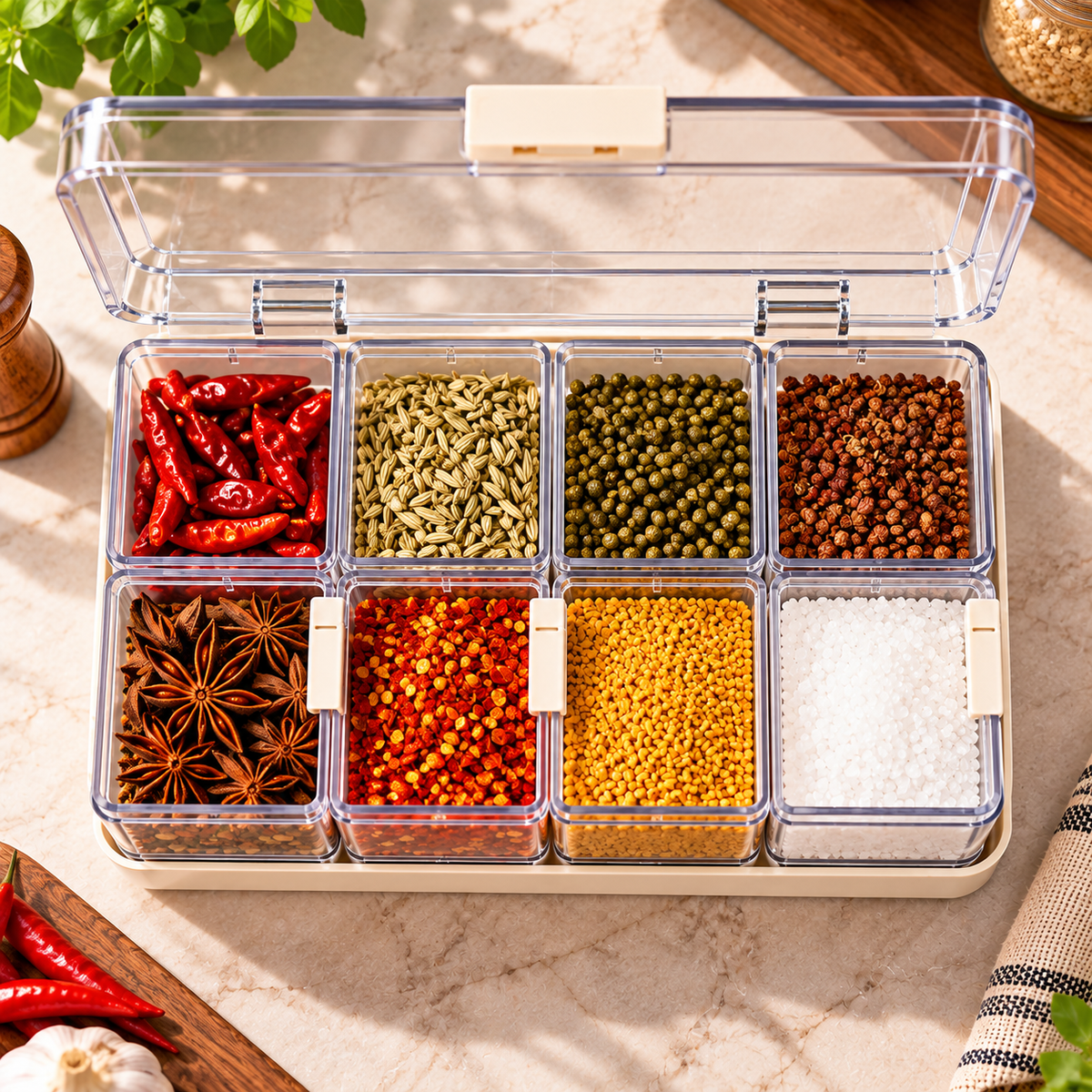 Clear Multi-Compartment Spice Organizer