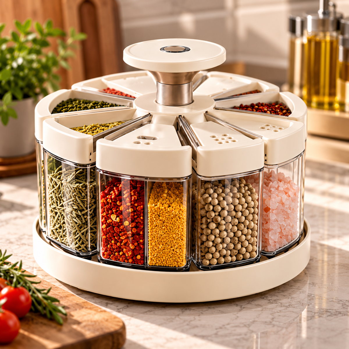 Rotating Multi-Compartment Spice Organizer