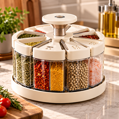 Rotating Multi-Compartment Spice Organizer
