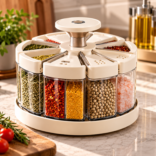 Rotating Multi-Compartment Spice Organizer