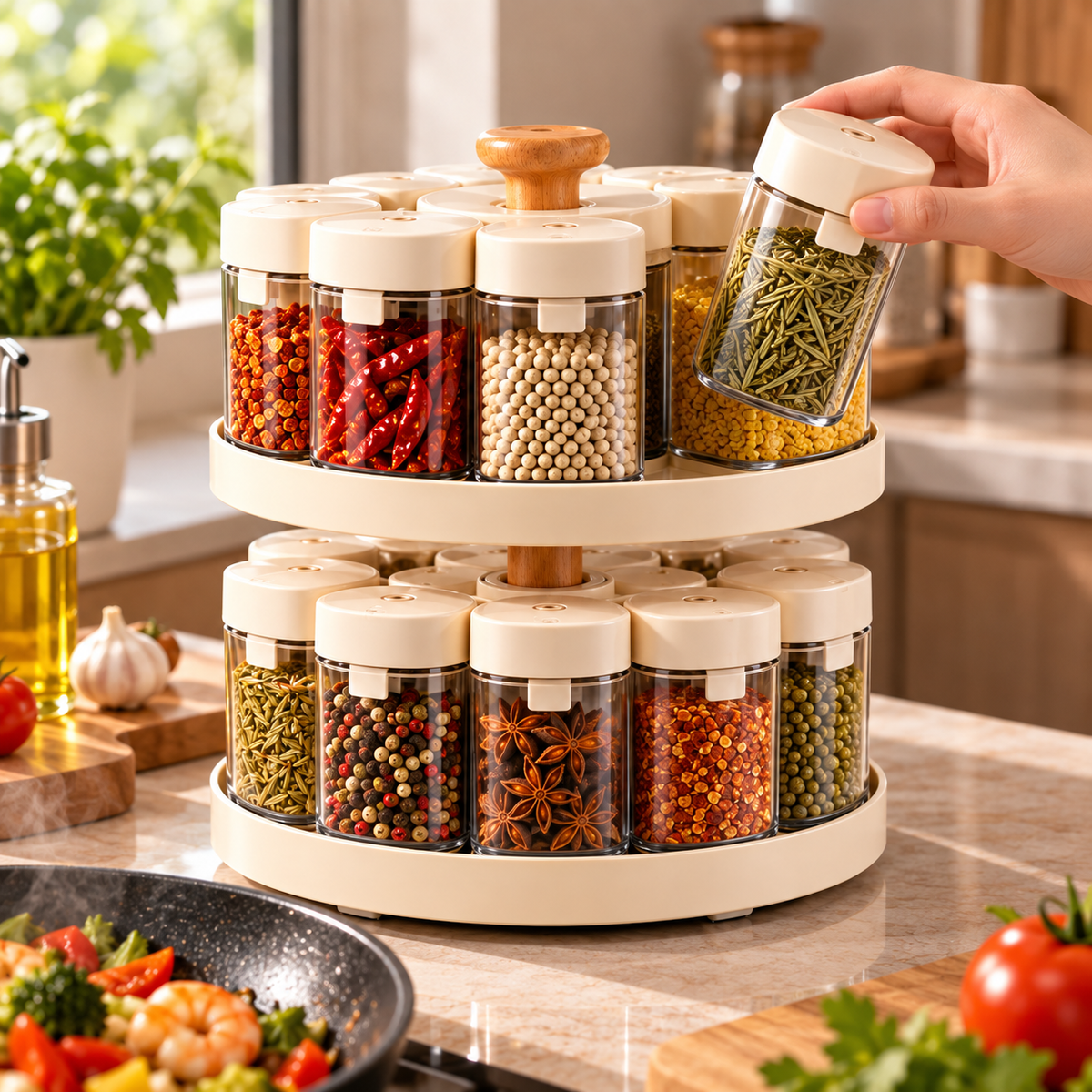 Two-Tier 360° Rotating Spice Organizer
