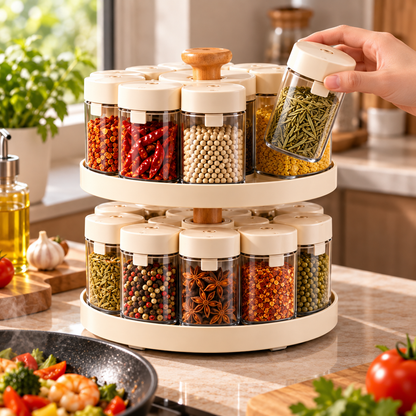 Two-Tier 360° Rotating Spice Organizer