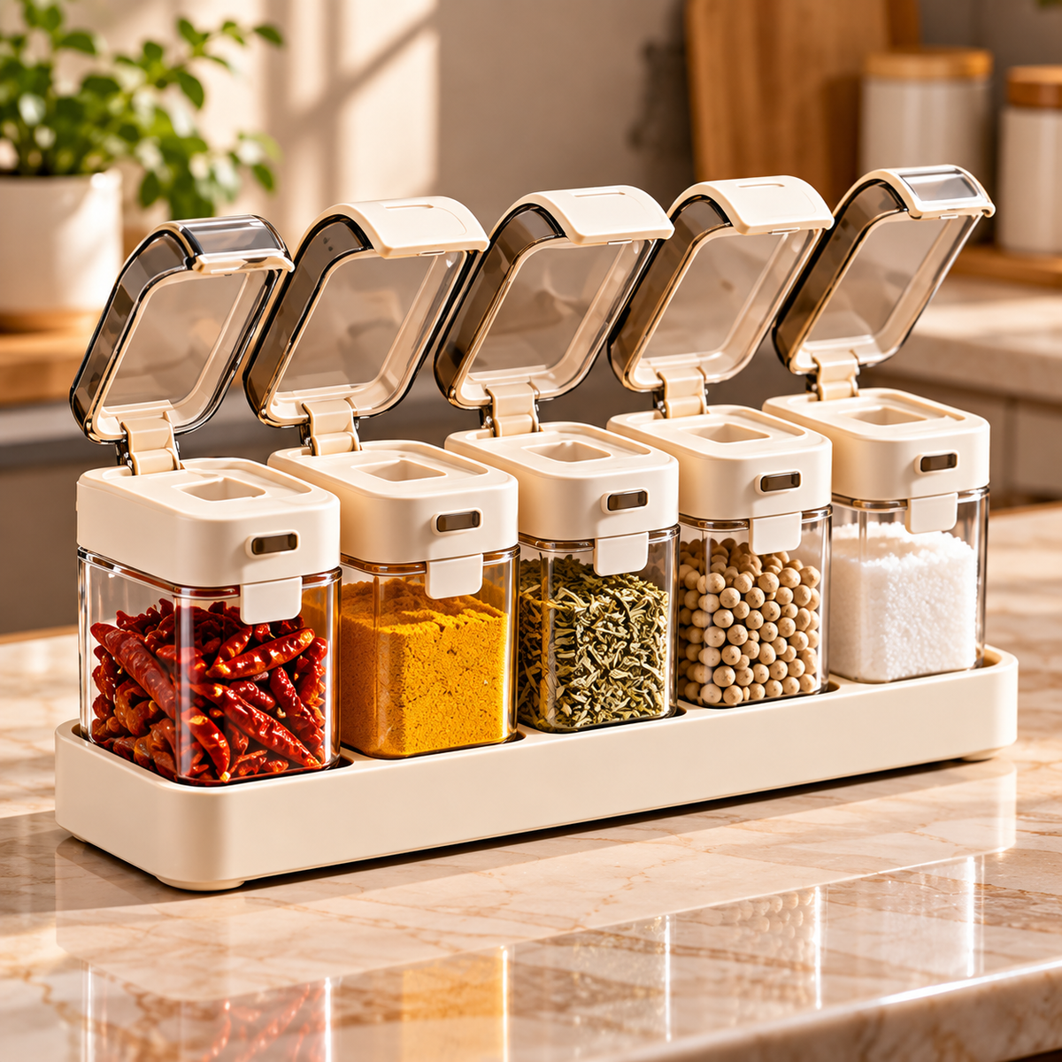 One-Touch Auto-Flip Spice Dispenser Set