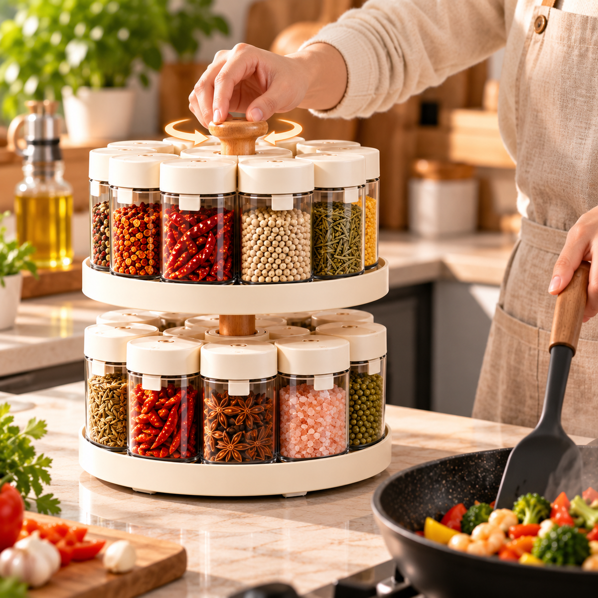 Two-Tier 360° Rotating Spice Organizer