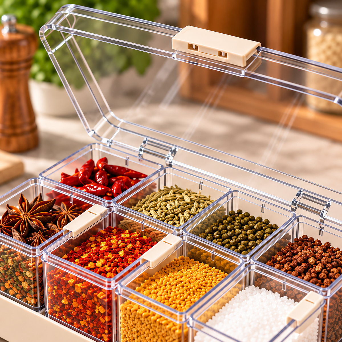 Clear Multi-Compartment Spice Organizer