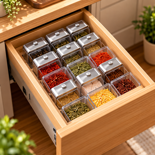 Drawer-Fit Clear Spice Organizer Containers