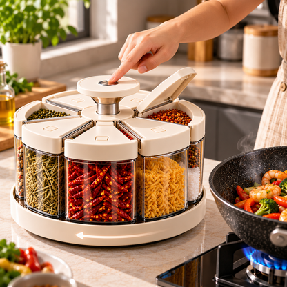 Rotating Multi-Compartment Spice Organizer