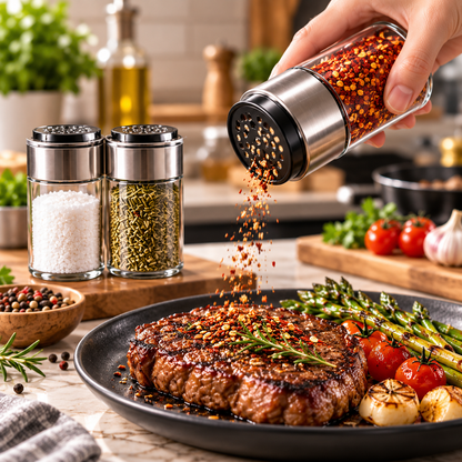 Stainless Steel Glass Spice Shaker