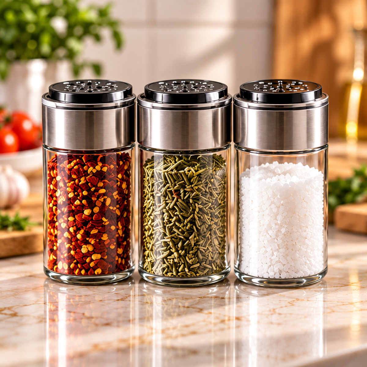 Stainless Steel Glass Spice Shaker