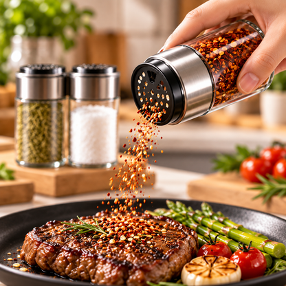 Stainless Steel Glass Spice Shaker