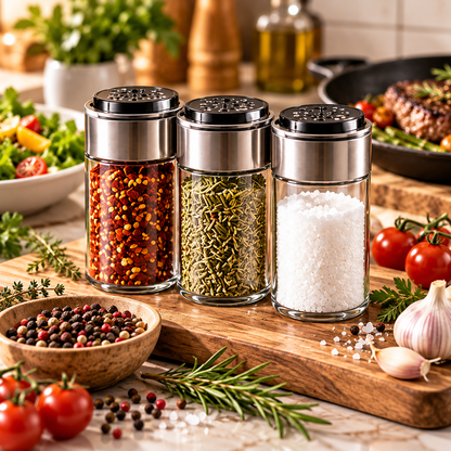 Stainless Steel Glass Spice Shaker
