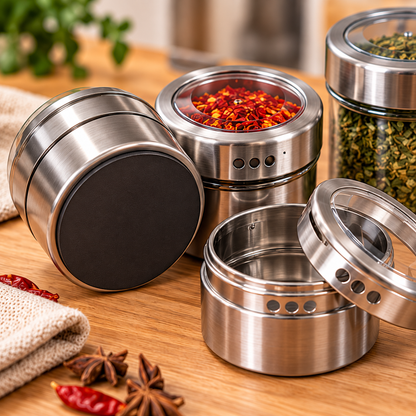 Magnetic Stainless Steel Spice Jars