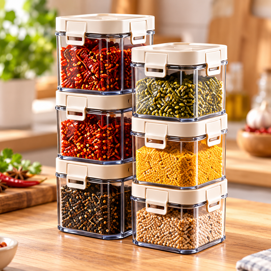 Clear Square Spice Storage Containers