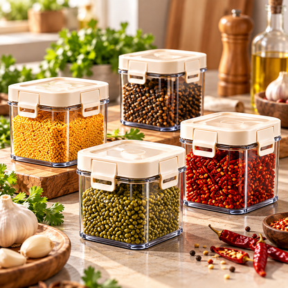 Clear Square Spice Storage Containers