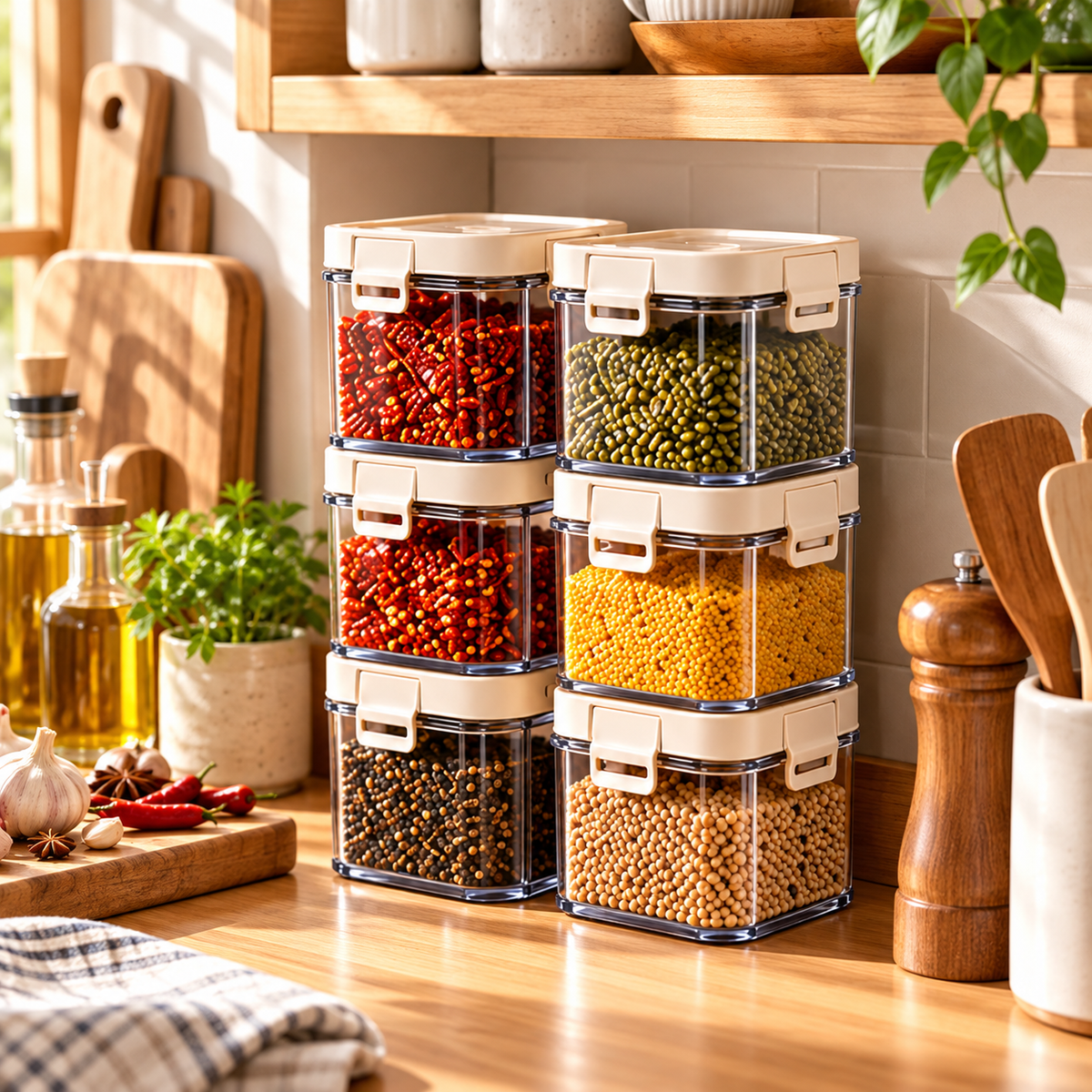 Clear Square Spice Storage Containers