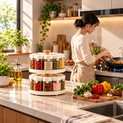 Two-Tier 360° Rotating Spice Organizer