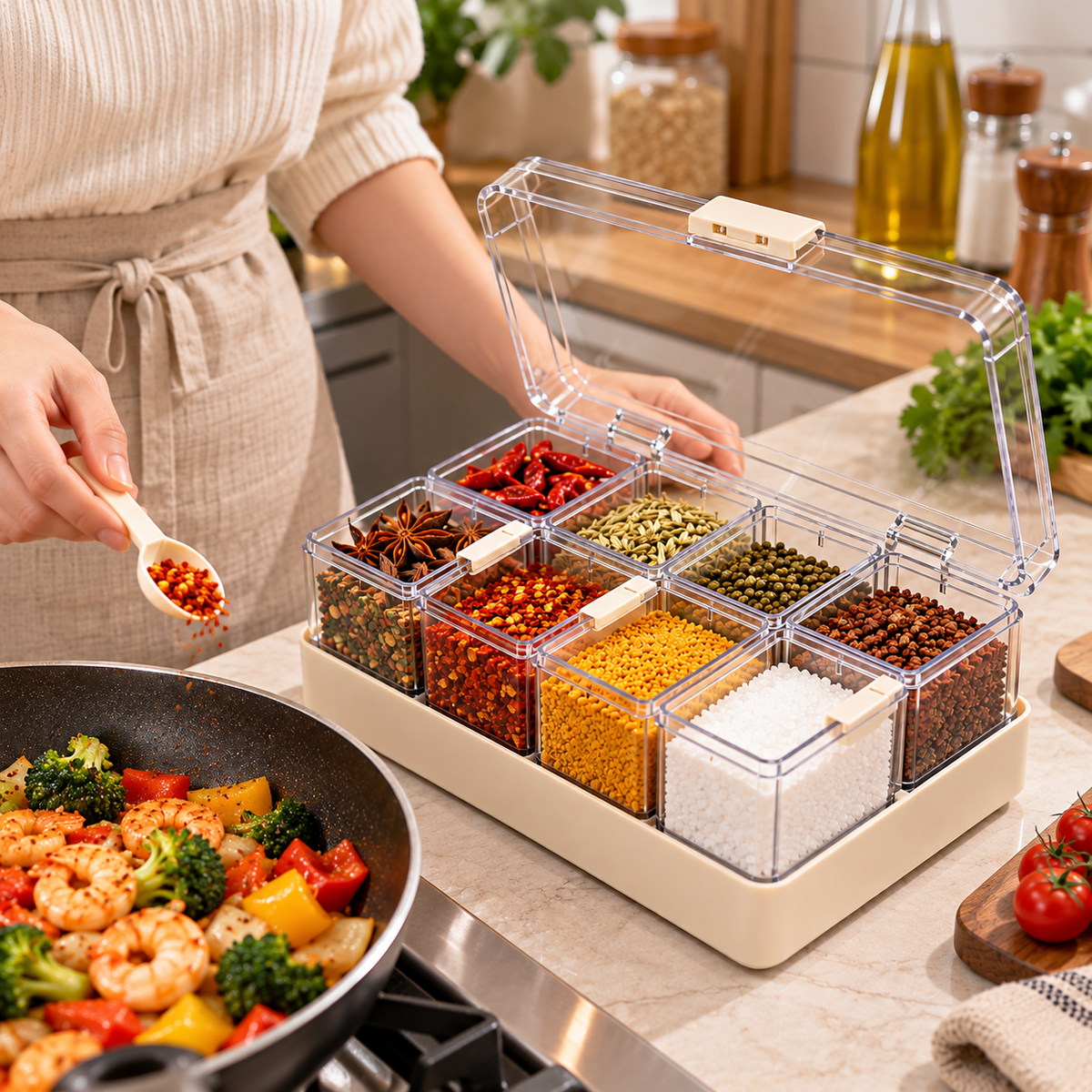 Clear Multi-Compartment Spice Organizer