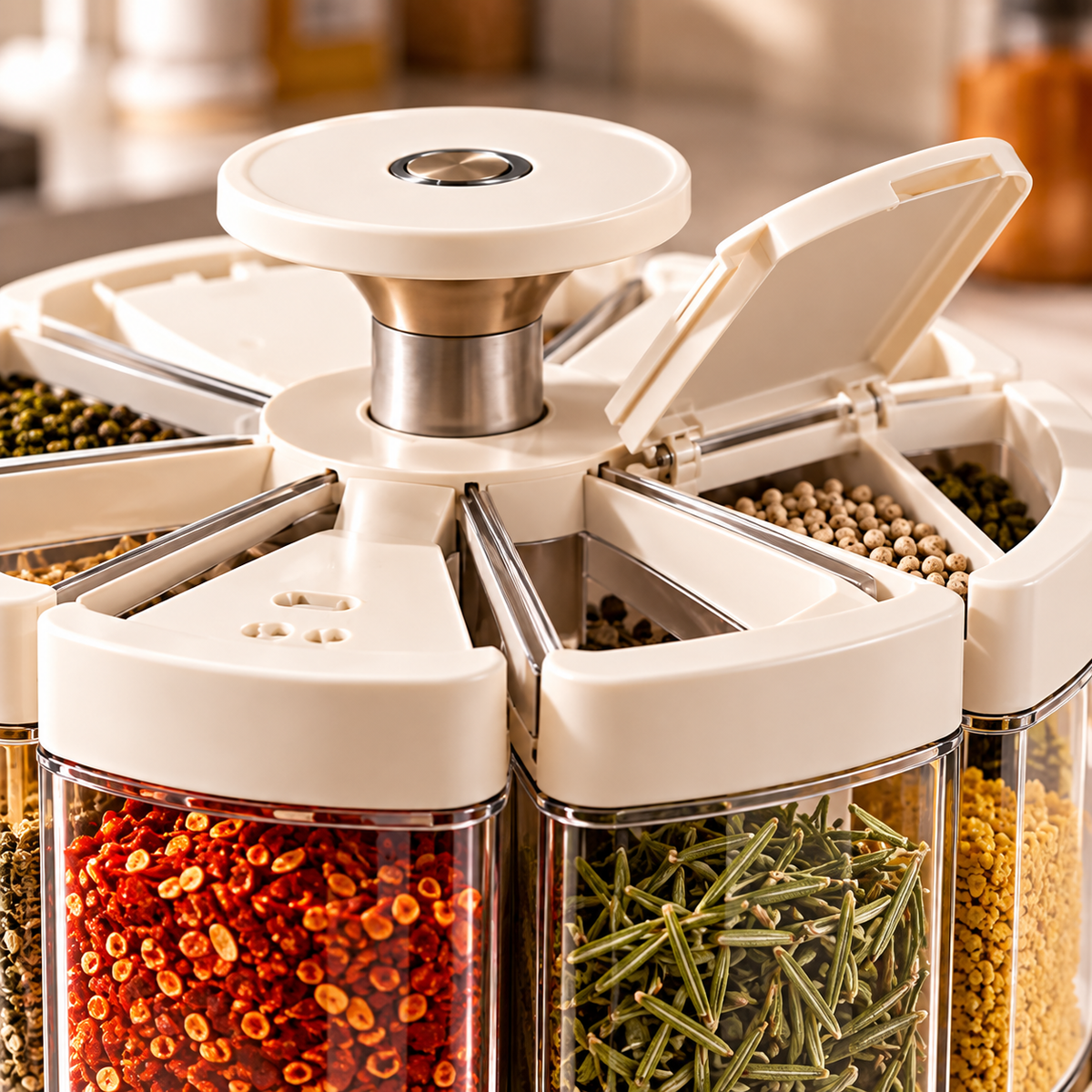 Rotating Multi-Compartment Spice Organizer