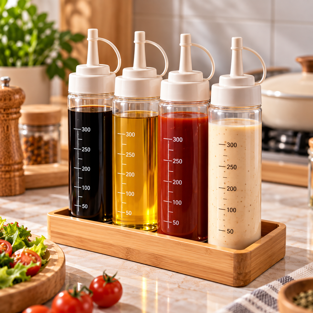 Measured Squeeze Condiment Dispenser Bottle