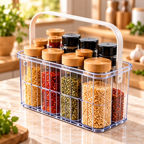 Portable Clear Spice Storage Basket