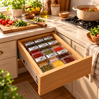 Drawer-Fit Clear Spice Organizer Containers