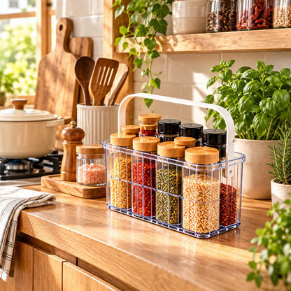 Portable Clear Spice Storage Basket